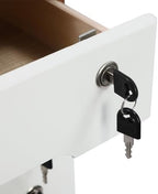 Wooden Desk Organizer with Lockable Drawers, 4-Tier Countertop Storage Cabinet File Cabinet Jewelry Organizer Home Office Supplies Organization Unit (Walnut&White-4 Lock) - Image 5