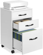 VASAGLE Mobile File Cabinet, 3 Drawers Filing Cabinet with Wheels by VASAGLEbySONGMICSHOME