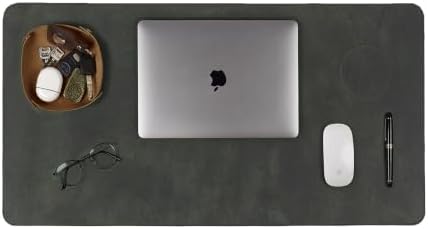 LEATHER VILLAGE Real Leather Desk Pad 3mm Thick Double Layer Desk Mat Olive. by LeatherVillage