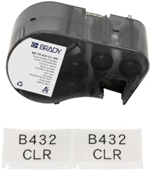 Brady Polyester Pre-Sized Labels for Label Printer BMP51/BMP53/M511-100 Self Adhesive Printer Labels - Black on Transparent (25,40 mm (W) x 48,26 mm (H)) - M5-78-432-CL-BK by BradyCorp