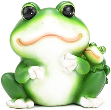 Resin Mother Baby Frog Figurine, Desktop Organizer Pen Holder by BRABUD