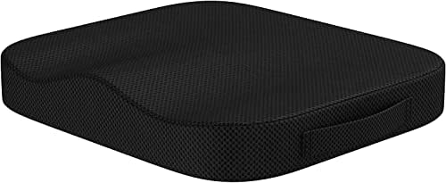 Portable Seat Cushion for Office Soft Memory Foam Seat Cushion Non Slip Bottom with Carry Handle,Washable Cover，Comfortable Coccyx Cushion for Home Office Chair Pad，Car Seat, Wheelchair (Black) by Cozy+BoSpin
