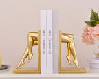 Gold Legs Sculpture Bookends for Shelves, Modern Resin Book Ends Decorative - Image 2