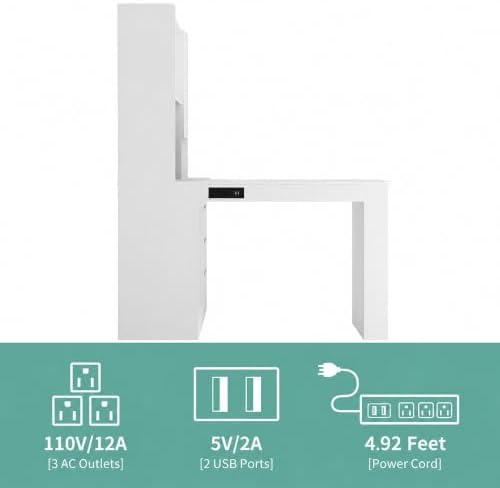 51.6" White Corner Computer Desk with Drawers for Home Office - Image 5