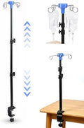 Adjustable Desk IV Pole, 16-31 Inch Clamp-On Stand with 4 Hooks by KUAZIDAR
