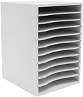 Vertical Desktop Sorter, 11-Layer Stackable Paper Tray for Office Home School Desk Literature Organizer File Holder Document Storage Rack 10.6 * 11.8 * 15.7inch, White by LIYUANJUN
