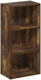 Furinno LUDER Book Shelf, 3-Tier Modern Bookshelf, Open Shelves Bookcase, 9.3" x 16" x 31.4", for Living Room, Bedroom, Home Office, Amber Pine - Image 6