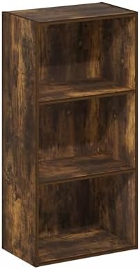 Furinno LUDER Book Shelf, 3-Tier Modern Bookshelf, Open Shelves Bookcase, 9.3" x 16" x 31.4", for Living Room, Bedroom, Home Office, Amber Pine - Image 6