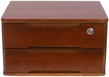 Wooden Desk Organizer with Drawers and Lock, Desktop Storage Cabinet,Drawer Organizer Desktop Drawer Wooden Storage Box for Home office Supplies (Walnut, 2Tier) by KONGKUNI