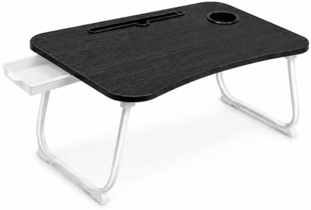 Multi-Feature Lap Desk with Cup Holder Tablet Slot and Storage Drawer - Portable Foldable Laptop Table for Bed Sofa and Floor - Metal Folding Legs 4 Colors by Unknown