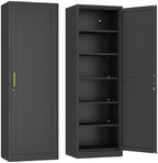 Ckzbx Metal Locker Tall Narrow Storage Cabinet, 67" H Locking Tool File Cabinets Snack Locker Organizer for School Classroom,Bedroom,Gym Home Office,Entryway and Hallway (20" W 1Door Black) by Ckzbx