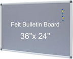 DEVELOP 36x24 Inch Gray Felt Bulletin Board, Wall Mounted Pin Memo Notice Cork Board with Silver Aluminium Frame for Office, Home, and Classroom, Includes 10 Push Pins by DEVELOP