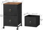 HOOBRO 2 Drawer Mobile File Cabinet, Rolling Printer Stand, Vertical Filing Cabinet, Office Drawers, Filing Cart for Home Office, A4/Letter Size, Nonwovens Drawer, Black and Rustic Brown BFK20WJ01 - Image 3