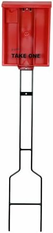 Outdoor Real Estate Brochure Box on Yard Stake, Weatherproof Self-Closing Lid, Take One Flyer Holder, Holds 250 8.5 x 11 Documents and 60 Business Cards, 46 inch Stand (Red, Pack of 1) by Unknown