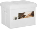 Ottoman with Storage. Folding Foot Stool with Thick Foam Padded Seat, White by YourHomeDeservesBetter