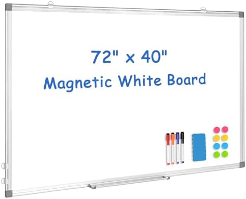 Double-Sided White Board Dry Erase Magnetic Whiteboard Wall 72x40 Large by WALGLASS