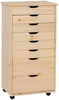 Linon Corinne Unfinished Eight Drawer Wooden Rolling Storage Cart by Linon