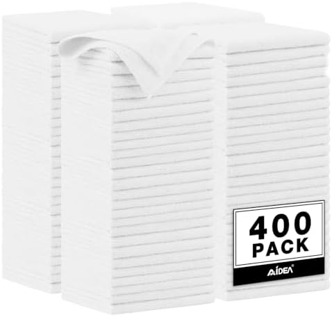 AIDEA Microfiber Cleaning Cloth White, 400PK, Shop Towels 12×12" by AIDEAHOME