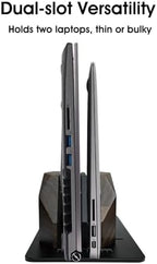 Walnut Vertical Laptop Stand, Dual Slot Wood Laptop Holder for Desk - Image 5