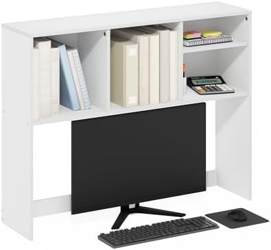 Furinno Classic Desk Shelf, 4-Shelf Desktop Hutch, Book Shelf, Desk Organzier, for Office Supplies, Office Desk Accessories, White by Furinno-FitsYourSpaceFitsYourBudget