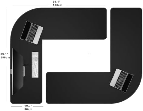 MAIDERN (59" + 59") x 19.6" Black Large L Shaped Desk Mat - Leather Gaming Corner Desk Pad for Office Computer - Image 2