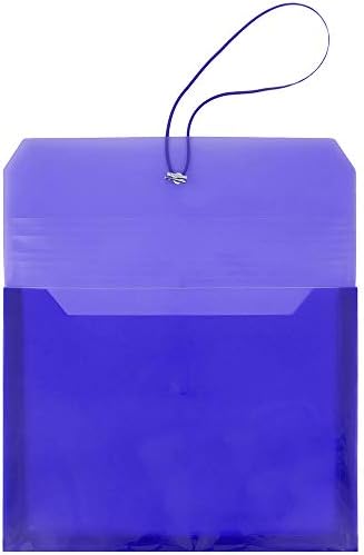 JAM PAPER Plastic Expansion Envelopes with Elastic Band Closure - Letter Booklet - 9 3/4 x 13 with 2.5 Inch Expansion - Blue - 12/Pack - Image 2