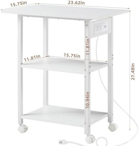 Lerliuo 3-Tier Printer Stand with Charging Station, Rolling Printer Table - Image 2