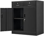 Wanfu Metal Storage Cabinet, 36" H Locking Storage Cabinet with 2 Drawers and Adjustable Shelf, Metal Cabinets for Office, Garage, Home-Black by Wanfu