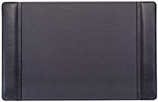 Dacasso Black Leather 22" x 14" Side Rails Desk Pad by Dacasso