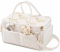 Portable Diaper Caddy, Large 17.1L Nursery Storage Basket with Handle, Baby Essentials Organizer for Changing Table, Travel Use, Beige by SharolMilles