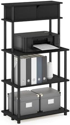 Furinno Turn-N-Tube Printer Stand with Storage, 5-Tier Large Printer Stand, Printer Table with Top Cabinet, for CPU, Office Supplies, Dark Americano by Furinno-FitsYourSpaceFitsYourBudget