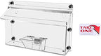 Marketing Holders 4 Pack Outdoor Brochure Box with Lid Metal Mount Clear Acrylic Caddy Holds 11" x 4" Horizontal Trifolds and 3.5" x 2" Business Cards with Take One Sticker Hangs On Smooth Surfaces by MarketingHolders