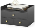 Bamboo Desk Organizer with Drawers,Wooden Desktop Storage (3 Drawers,Black) by HEALTHYYOU