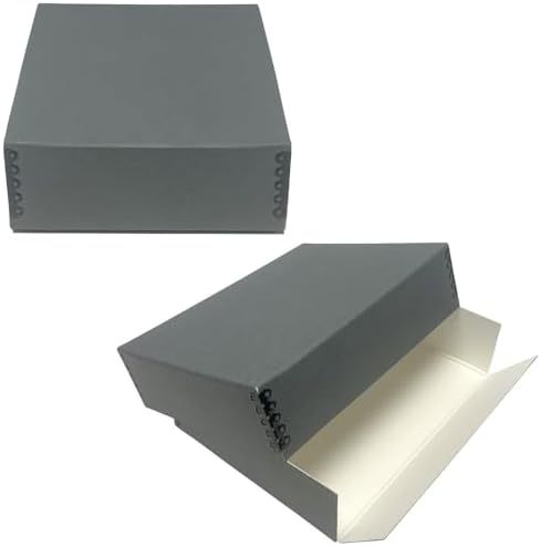 Lineco Drop Front Archival Storage Box, 9.25x11.75x3 in, Gray, 2 Pack by Lineco