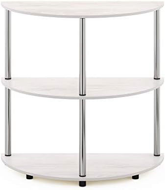 Furinno FRANS Toolless Half Round 3-Tier Entryway Table, White Wood - Image 6