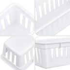 Domensi 24 Pack Slim Plastic Storage Basket Tray Organizer, White - Image 3