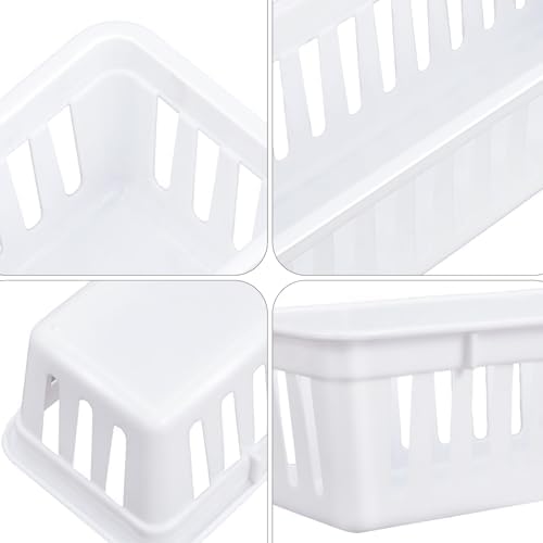 Domensi 24 Pack Slim Plastic Storage Basket Tray Organizer, White - Image 3