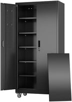 Aobabo Metal Garage Storage Cabinet with Wheels and Door Pegboard by Aobabo