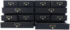 Wooden Desktop Organizer, 3 Tier Tabletop Storage Cabinet with 12 Drawers Composable Four-Piece Set & Metal Handles Modular Stackable Desktop Apothecary Cabinet for Home Offices Schools (Black) - Image 4