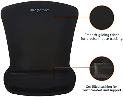 Amazon Basics Ergonomic Mouse Pad with Wrist Support for Pain Relief, Gel-Filled Cushion, Non-Slip Rubber Grip Base, 10.1 x 8.1 Inches, Black, 20-Pack - Image 2