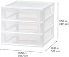 IRIS USA 2-Pack, 3-Drawer Medium Plastic Stacking Desktop Organizer, White - Image 3