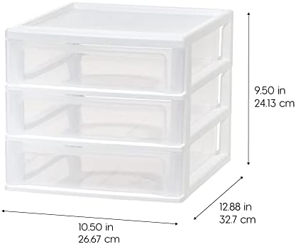IRIS USA 2-Pack, 3-Drawer Medium Plastic Stacking Desktop Organizer, White - Image 3