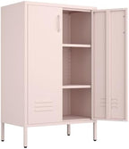 IRONFFICE Storage Cabinet,Metal Cabinets with Doors and Shelves,2 Doors Locker Cabinet with Legs,Metal Locker Storage Cabinets for Tools, Equipment and Office Files,Pink by IRONFFICE