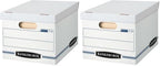 Bankers Box 12 Pack STOR/FILE Basic Duty File Storage Boxes, Standard Assembly, Lift-off Lid, Letter/Legal, White/Blue by BankersBox