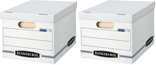 Bankers Box 12 Pack STOR/FILE Basic Duty File Storage Boxes, Standard Assembly, Lift-off Lid, Letter/Legal, White/Blue by BankersBox