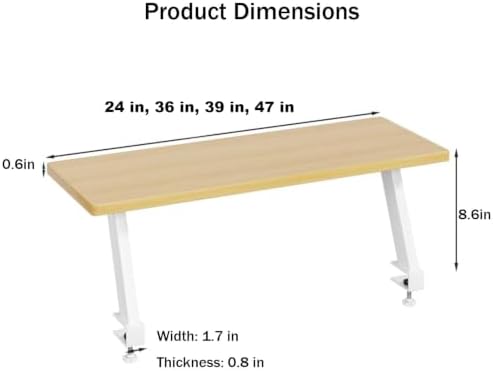 Desktop Clip-On Shelving Unit, 47in Single-Tier Overhead - Image 3