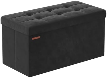 SONGMICS Storage Ottoman Bench, 30 Inches Velvet Foldable Foot Rest by SONGMICSbySONGMICSHOME