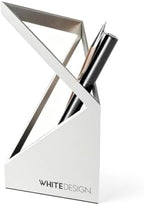 Office Desk Metal Pen Holder with Gift Box, Modern Architectural Design, Anti-Scratch Base, Workstation Organizer & Decor by WHITEDESIGN