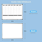 Weekly Dry Erase Board, Weekly Planner whiteboard with Hourly time Slots, Whiteboard Weekly Calendar for Schedule for wall 24" X 18" Double-Sided for Office, Home and School - Image 2