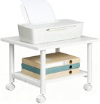 HOOBRO Printer Stand, 2-Tier Industrial Under Desk Printer Cart with Shelf, Mobile Heavy Duty Storage Rack on Wheels for Home, Office, White WW02PS01G1 - Image 4